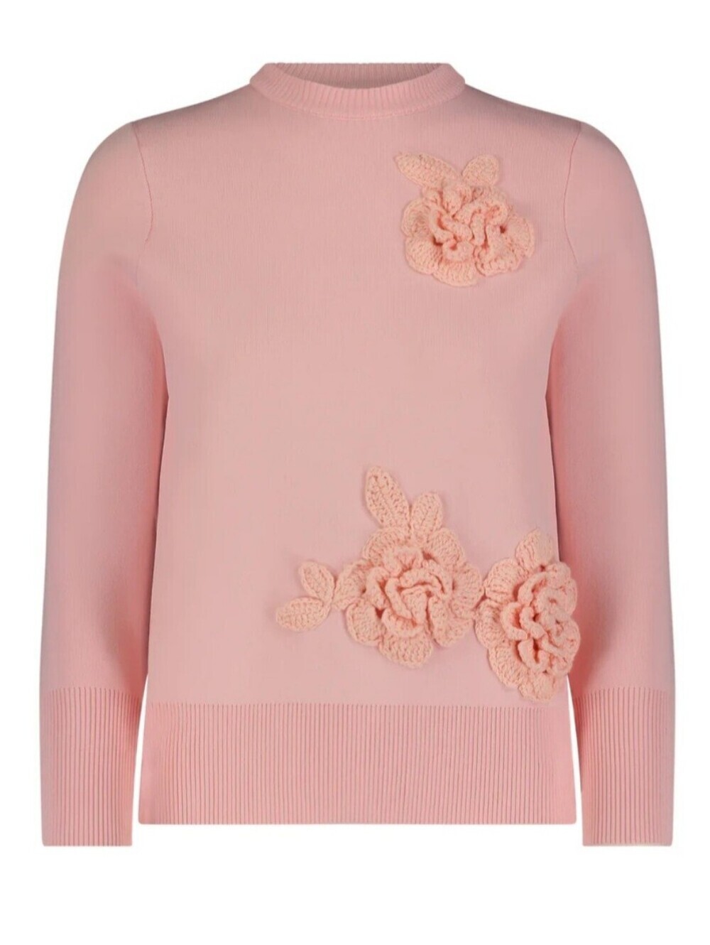 Aleeza Dahlia Olive Green Sweater with Crochet Flowers